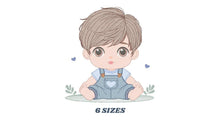 Carica l&#39;immagine nel visualizzatore di Gallery, Baby boy with jumpsuit embroidery design - Toddler embroidery designs machine embroidery pattern - Kid embroidery file - instant download
