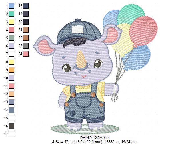 Rhino embroidery designs - Animal safari embroidery design machine embroidery pattern - Baby boy embroidery file - instant download pes jef