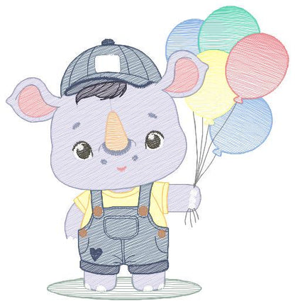 Rhino embroidery designs - Animal safari embroidery design machine embroidery pattern - Baby boy embroidery file - instant download pes jef
