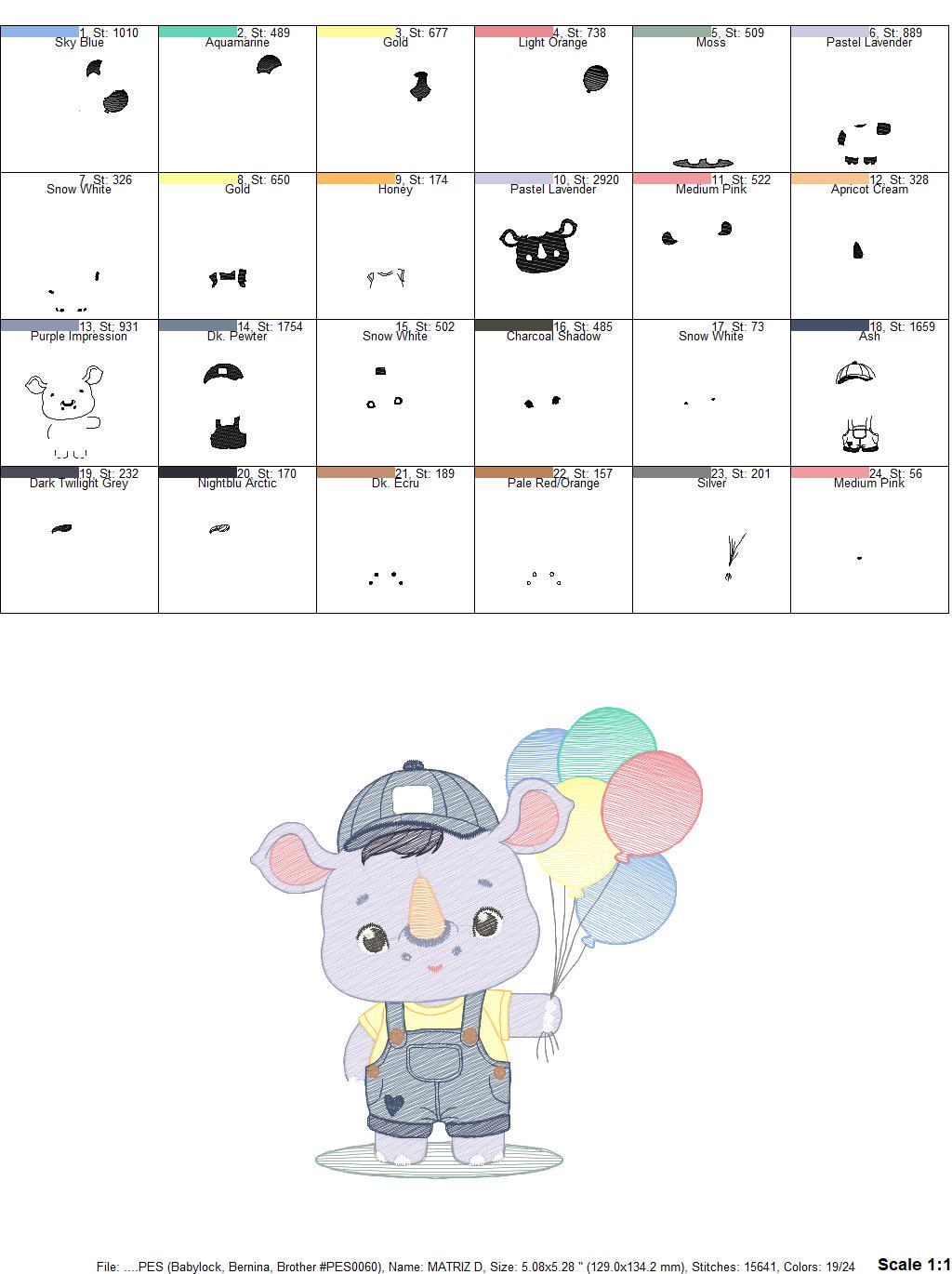 Rhino embroidery designs - Animal safari embroidery design machine embroidery pattern - Baby boy embroidery file - instant download pes jef