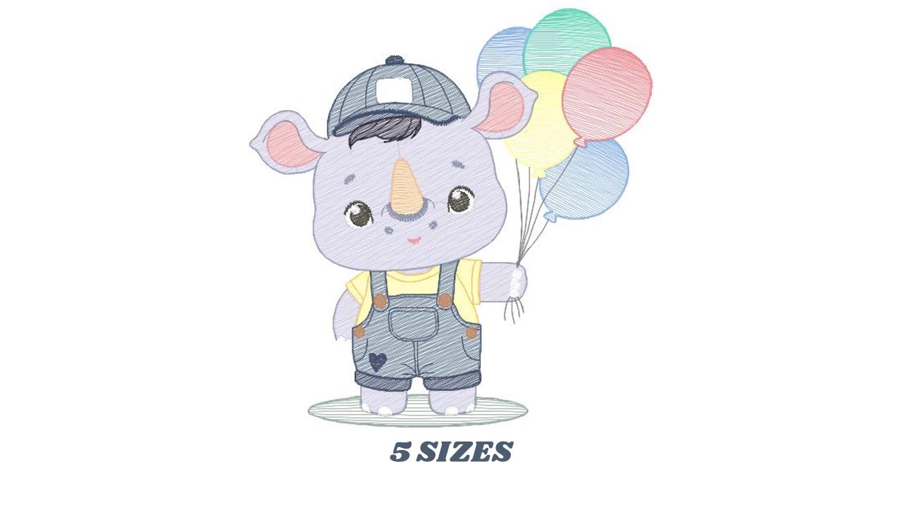 Rhino embroidery designs - Animal safari embroidery design machine embroidery pattern - Baby boy embroidery file - instant download pes jef