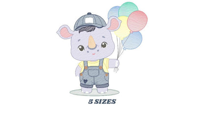Rhino embroidery designs - Animal safari embroidery design machine embroidery pattern - Baby boy embroidery file - instant download pes jef