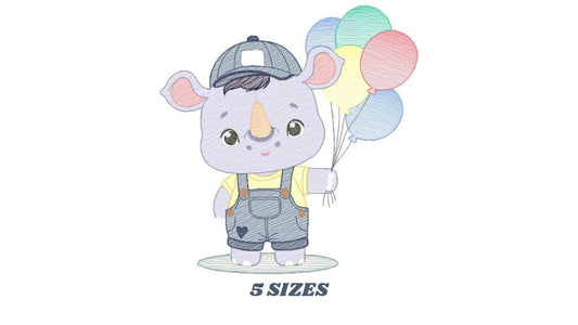 Rhino embroidery designs - Animal safari embroidery design machine embroidery pattern - Baby boy embroidery file - instant download pes jef