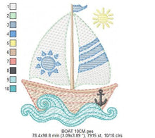 Cargar imagen en el visor de la galería, Boat embroidery designs - Sailboat embroidery design machine embroidery pattern - Sea Ocean Nautical embroidery file - instant download pes
