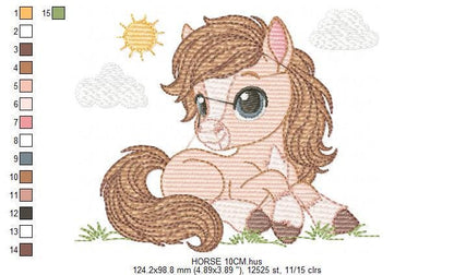 Laying Horse embroidery design - Farm animal embroidery designs machine embroidery pattern - Horse Ranch embroidery file - instant download