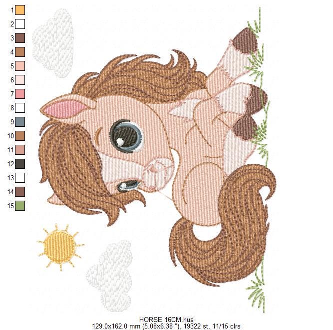 Laying Horse embroidery design - Farm animal embroidery designs machine embroidery pattern - Horse Ranch embroidery file - instant download