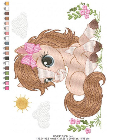 Laying Horse embroidery design - Farm animal embroidery designs machine embroidery pattern - Horse Ranch embroidery file - instant download