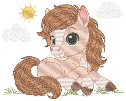 Laying Horse embroidery design - Farm animal embroidery designs machine embroidery pattern - Horse Ranch embroidery file - instant download