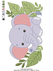 Baby Elephant embroidery designs - Safari Animal embroidery design machine embroidery pattern - Baby boy embroidery file - instant download