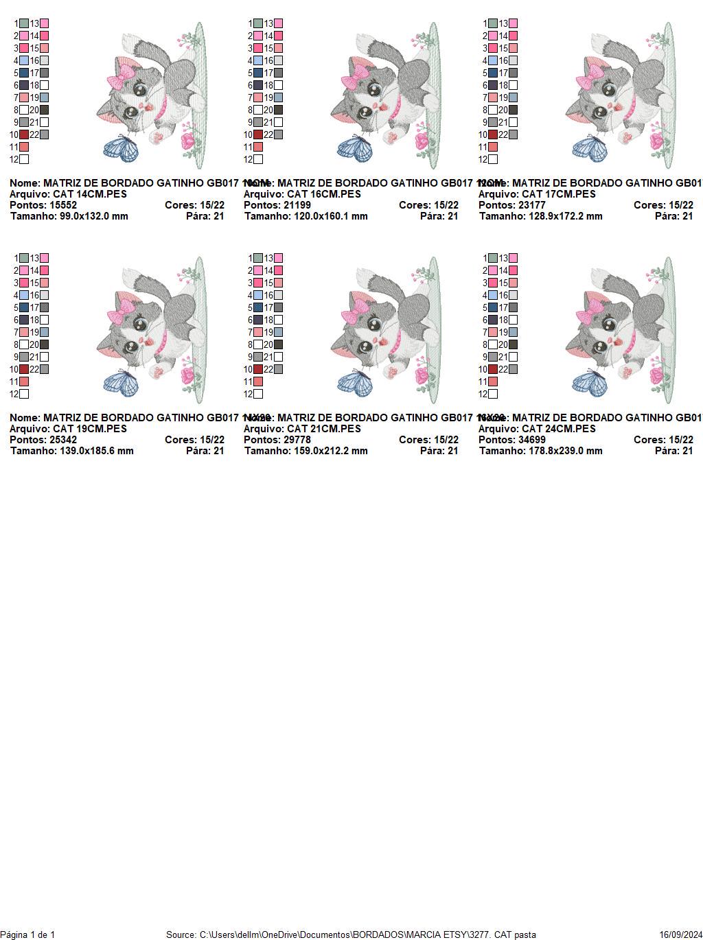 Cat embroidery design - Kitty embroidery designs machine embroidery pattern - Cat with flowers and butterfly embroidery - instant download