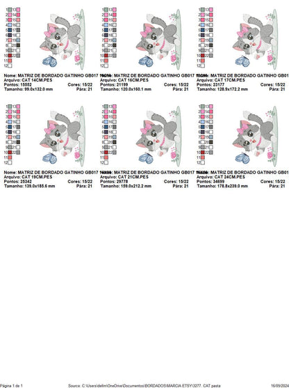 Cat embroidery design - Kitty embroidery designs machine embroidery pattern - Cat with flowers and butterfly embroidery - instant download