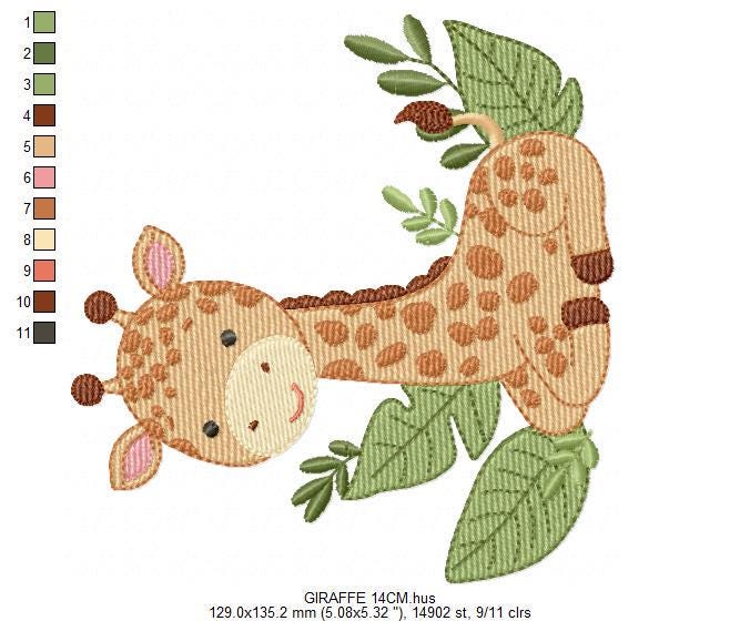 Seating Giraffe embroidery design - Safari Wild Animal embroidery designs machine embroidery pattern - Instant download digital pes jef file