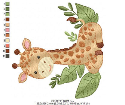 Seating Giraffe embroidery design - Safari Wild Animal embroidery designs machine embroidery pattern - Instant download digital pes jef file