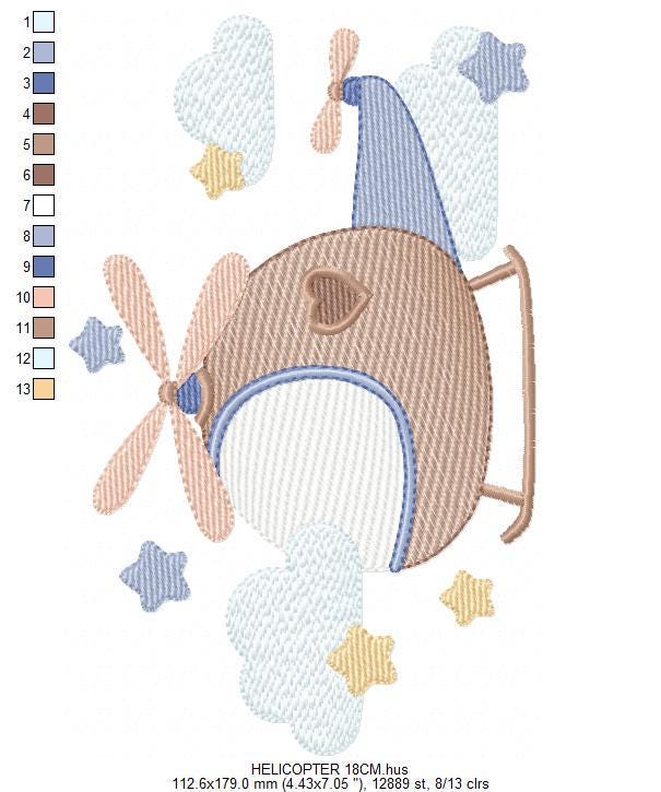 Helicopter embroidery designs - Chopper embroidery design machine embroidery pattern - Helicopter in the Sky embroidery - instant download