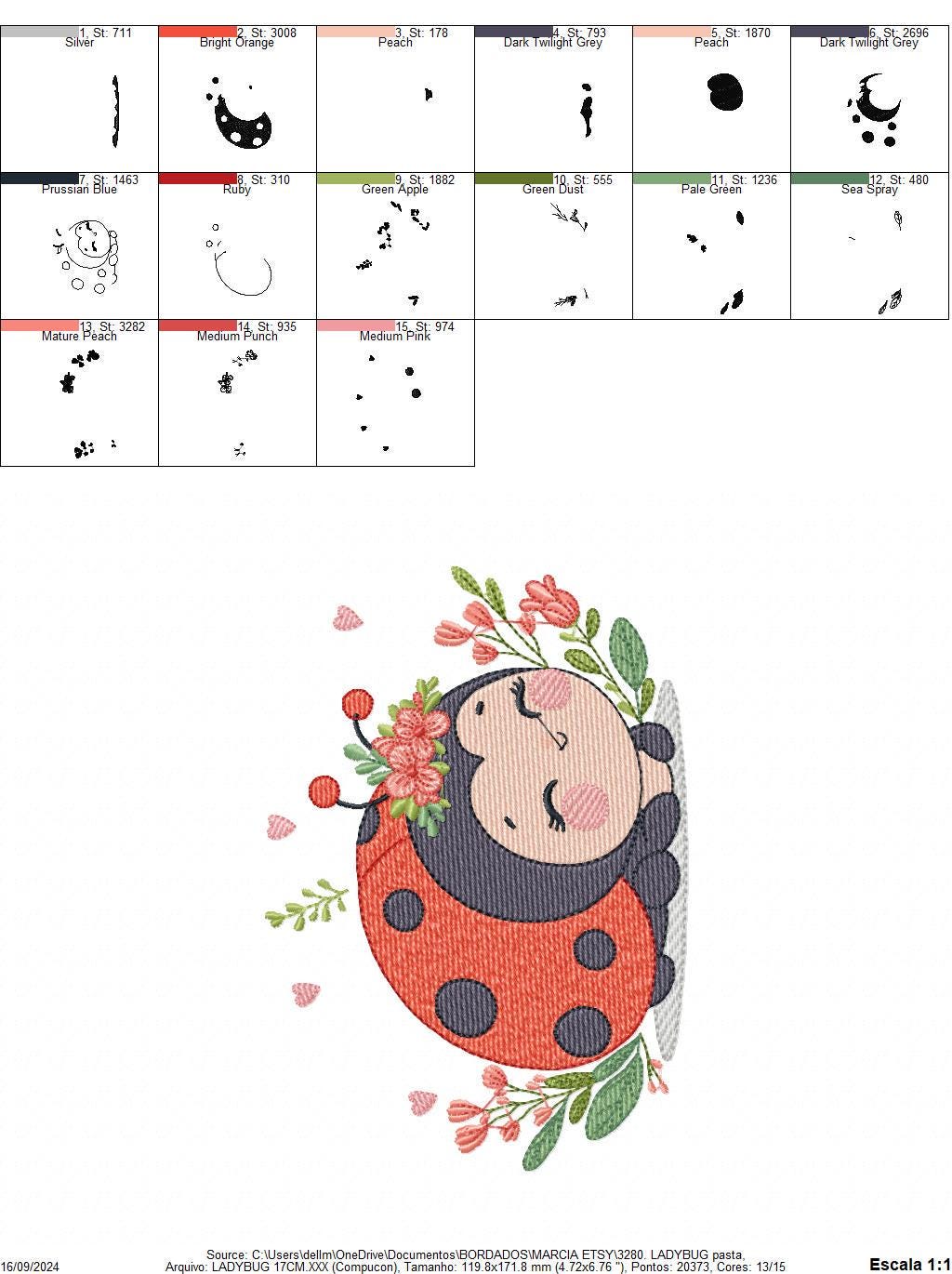 Ladybug embroidery designs - Garden Animal embroidery design machine embroidery pattern - Insect life embroidery file - instant download
