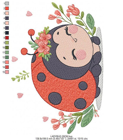 Ladybug embroidery designs - Garden Animal embroidery design machine embroidery pattern - Insect life embroidery file - instant download