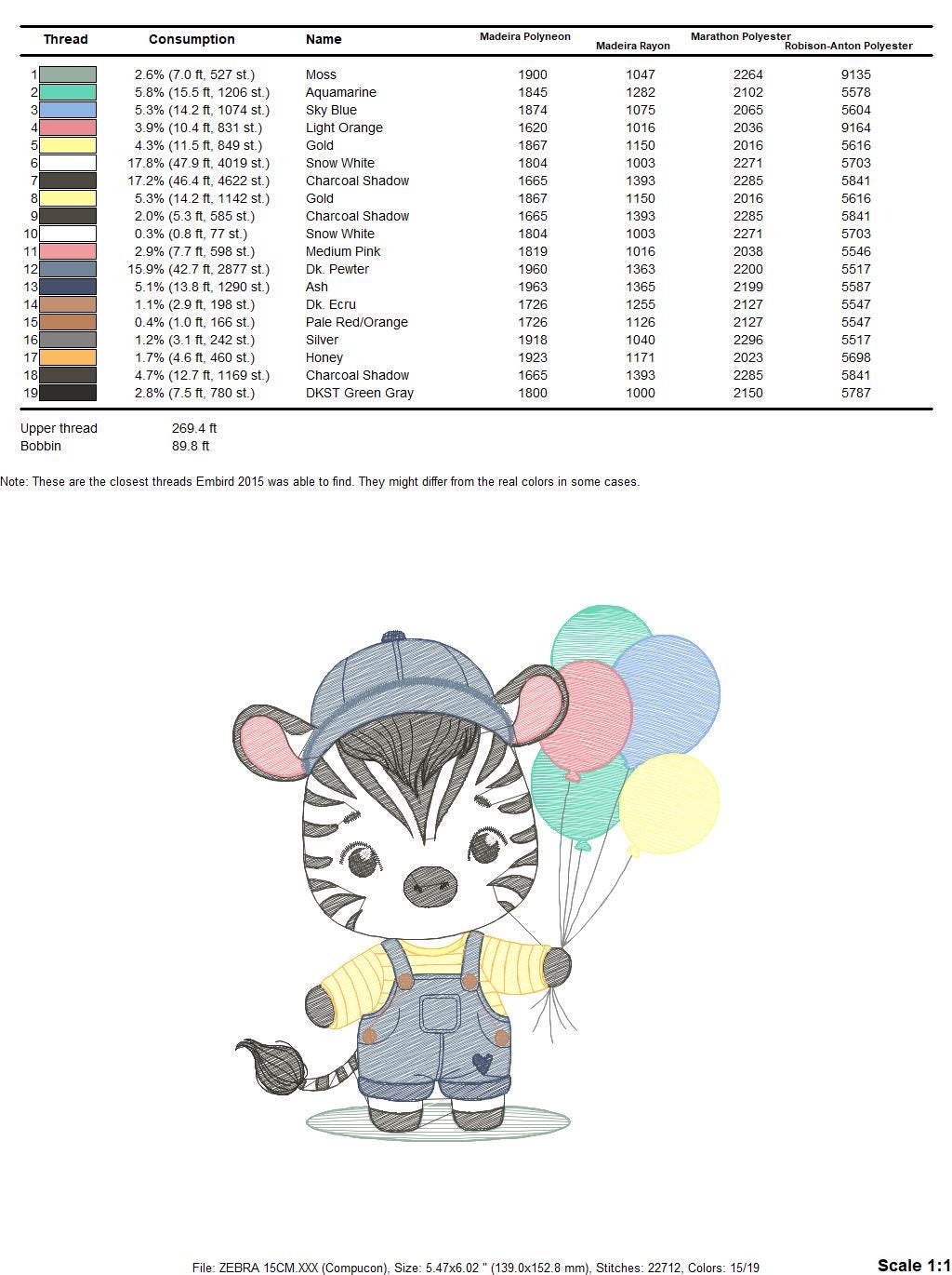 Zebra embroidery designs - Animal with balloons embroidery design machine embroidery pattern - Safari Party embroidery - instant download