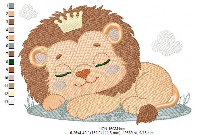Sleeping Lion King embroidery designs - Safari animal embroidery design machine embroidery pattern - Baby boy embroidery - instant download