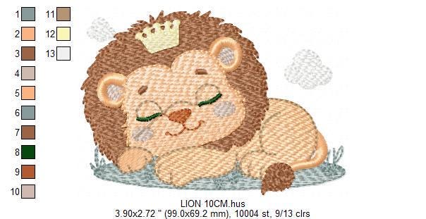 Sleeping Lion King embroidery designs - Safari animal embroidery design machine embroidery pattern - Baby boy embroidery - instant download