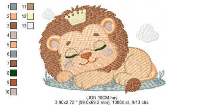 Sleeping Lion King embroidery designs - Safari animal embroidery design machine embroidery pattern - Baby boy embroidery - instant download