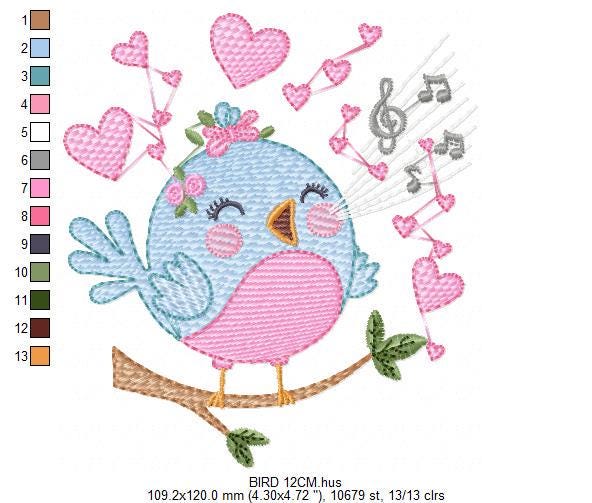 Singing Bird embroidery designs - Birds embroidery design machine embroidery pattern - Spring garden embroidery file - instant download pes