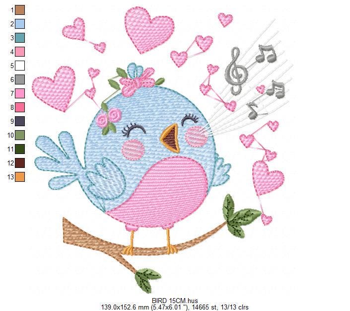 Singing Bird embroidery designs - Birds embroidery design machine embroidery pattern - Spring garden embroidery file - instant download pes