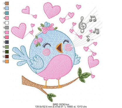 Singing Bird embroidery designs - Birds embroidery design machine embroidery pattern - Spring garden embroidery file - instant download pes