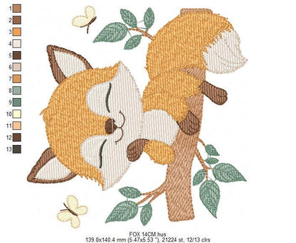 Fox embroidery designs - Red Fox embroidery design machine embroidery pattern - Woodland Animal embroidery file - instant download pes jef