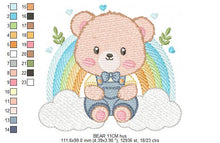 Load image into Gallery viewer, Bear with rainbow embroidery designs - Male Teddy embroidery design machine embroidery pattern - Boy embroidery file - instant download pes
