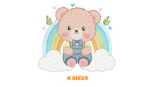 Load image into Gallery viewer, Bear with rainbow embroidery designs - Male Teddy embroidery design machine embroidery pattern - Boy embroidery file - instant download pes
