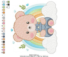 Load image into Gallery viewer, Bear with rainbow embroidery designs - Male Teddy embroidery design machine embroidery pattern - Boy embroidery file - instant download pes
