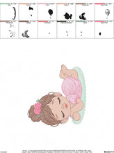 Cargar imagen en el visor de la galería, Sleeping girl with roses embroidery designs - Baby Girl with dress embroidery design machine embroidery pattern - instant download pes jef
