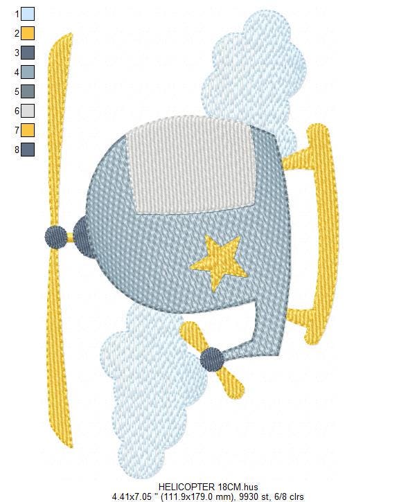 Helicopter embroidery designs - Chopper embroidery design machine embroidery pattern - Helicopter in the Sky embroidery - instant download
