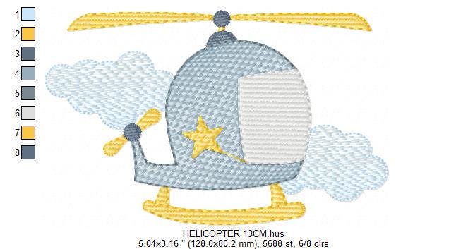 Helicopter embroidery designs - Chopper embroidery design machine embroidery pattern - Helicopter in the Sky embroidery - instant download