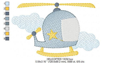Helicopter embroidery designs - Chopper embroidery design machine embroidery pattern - Helicopter in the Sky embroidery - instant download