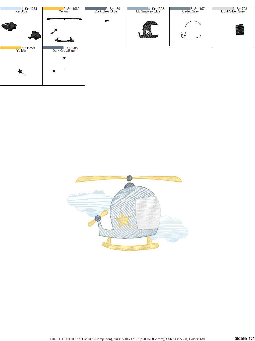 Helicopter embroidery designs - Chopper embroidery design machine embroidery pattern - Helicopter in the Sky embroidery - instant download
