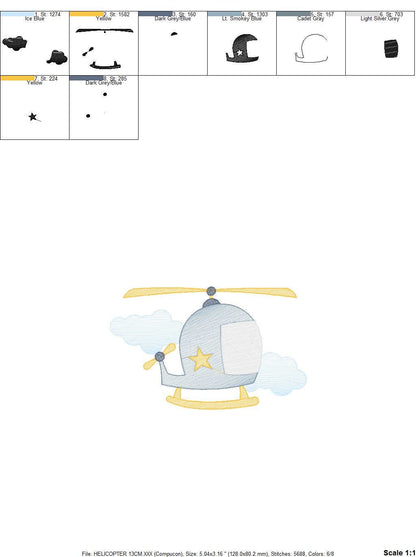 Helicopter embroidery designs - Chopper embroidery design machine embroidery pattern - Helicopter in the Sky embroidery - instant download