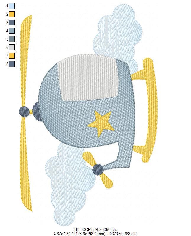 Helicopter embroidery designs - Chopper embroidery design machine embroidery pattern - Helicopter in the Sky embroidery - instant download