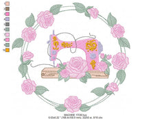 Load image into Gallery viewer, Embroidery Machine Frame embroidery designs - Flower frame embroidery design machine embroidery pattern - rose wreath - instant download
