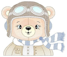 Load image into Gallery viewer, Bear Pilot embroidery designs - Plane embroidery design machine embroidery pattern - Teddy bear embroidery - Pilot Bear - instant download
