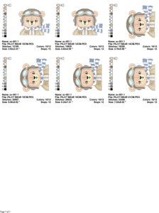 Bear Pilot embroidery designs - Plane embroidery design machine embroidery pattern - Teddy bear embroidery - Pilot Bear - instant download