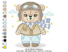 Laden Sie das Bild in den Galerie-Viewer, Pilot Bear embroidery designs - Plane embroidery design machine embroidery pattern - Aviator Teddy bear embroidery file - instant download
