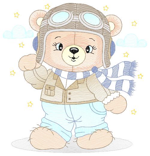 Pilot Bear embroidery designs - Plane embroidery design machine embroidery pattern - Teddy bear embroidery - Baby boy embroidery download