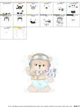 Cargar imagen en el visor de la galería, Pilot Bear embroidery designs - Plane embroidery design machine embroidery pattern - Teddy bear embroidery - Baby boy embroidery download
