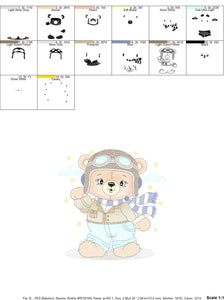 Pilot Bear embroidery designs - Plane embroidery design machine embroidery pattern - Teddy bear embroidery - Baby boy embroidery download