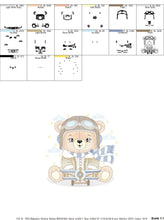 Charger l&#39;image dans la galerie, Pilot Bear embroidery designs - Plane embroidery design machine embroidery pattern - Aviator Teddy bear embroidery file - instant download
