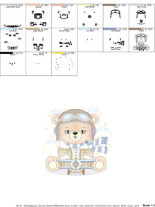 Pilot Bear embroidery designs - Plane embroidery design machine embroidery pattern - Aviator Teddy bear embroidery file - instant download