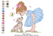 Charger l&#39;image dans la galerie, Girl with dog embroidery designs - Dog embroidery design machine embroidery pattern - Girl with puppy embroidery file - instant download jef
