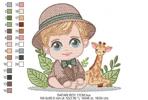 Safari Baby Boy embroidery designs - Explorer baby boy embroidery design machine embroidery pattern - Giraffe embroidery - instant download