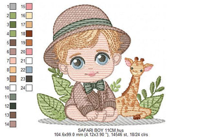 Safari Baby Boy embroidery designs - Explorer baby boy embroidery design machine embroidery pattern - Giraffe embroidery - instant download